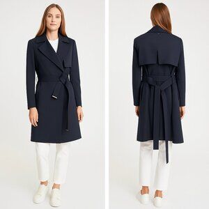 Cuyana Classic Trench Coat Navy Blue Cotton Career Quiet Luxury Size XS Outdoor